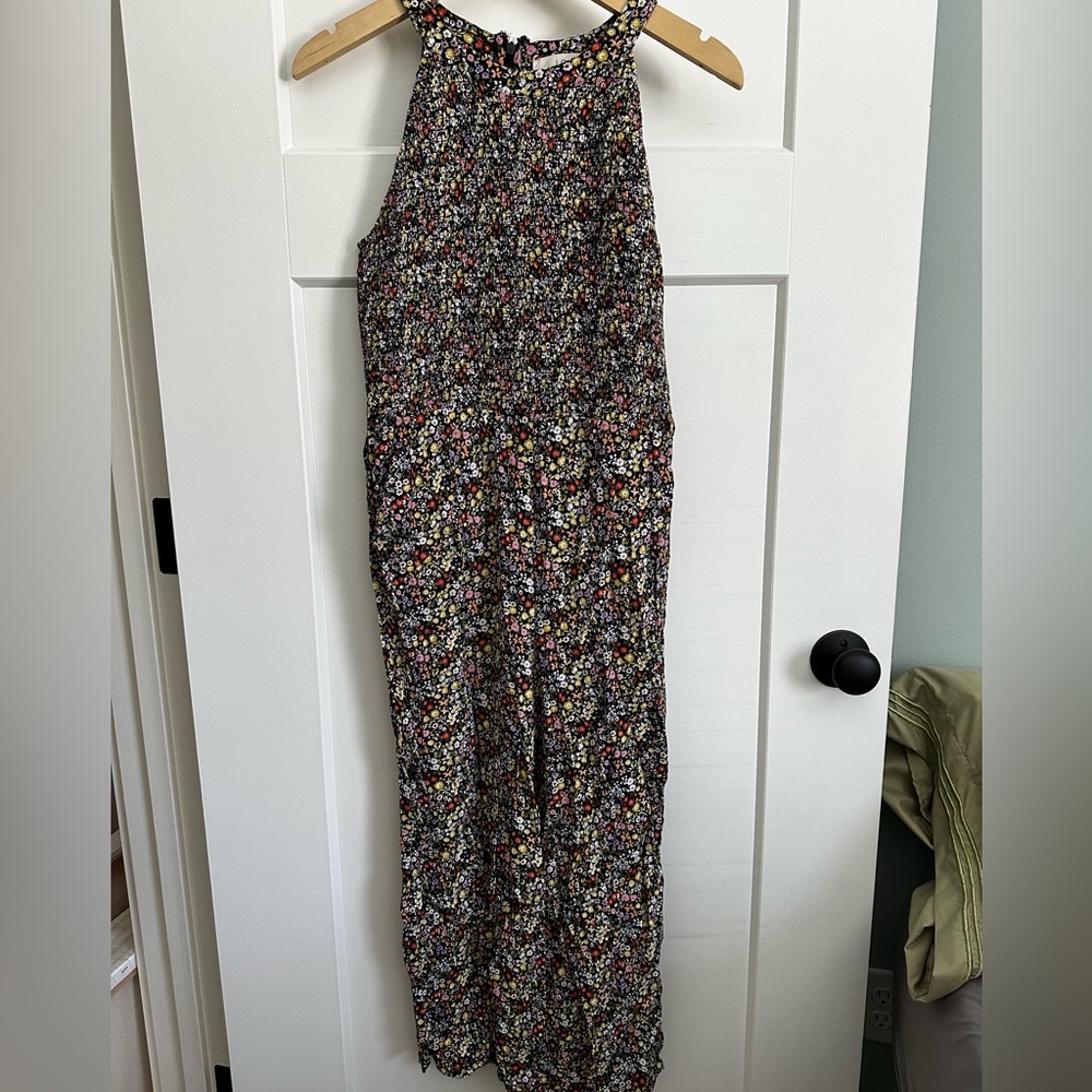 LOFT Multicolor Floral Wide Leg Cropped Jumpsuit